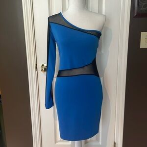 Body Central Asymmetrical Dress with Midriff Cutout. Small